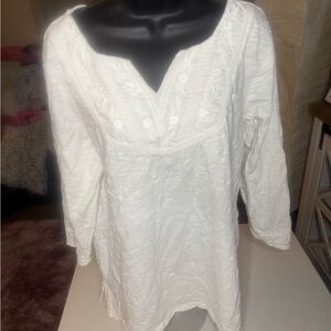 Coldwater Creek White Embroidered Women's Top XL